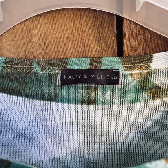 Nally & Millie 🇺🇸 Floral Print Long Sleeve Knit Shift Sweater Dress Tunic M - Picture 3 of 13